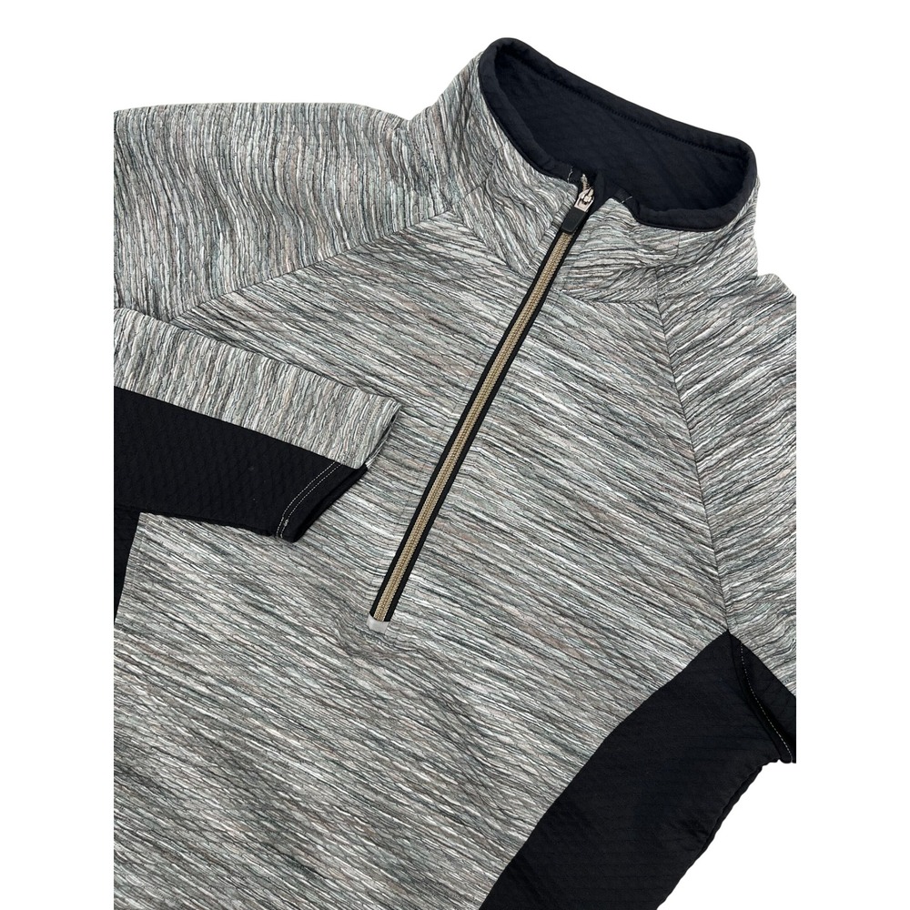 Athleta Womens Gray Black Space Dye Quilted 1/4 Zip Pullover Top Size L 243057